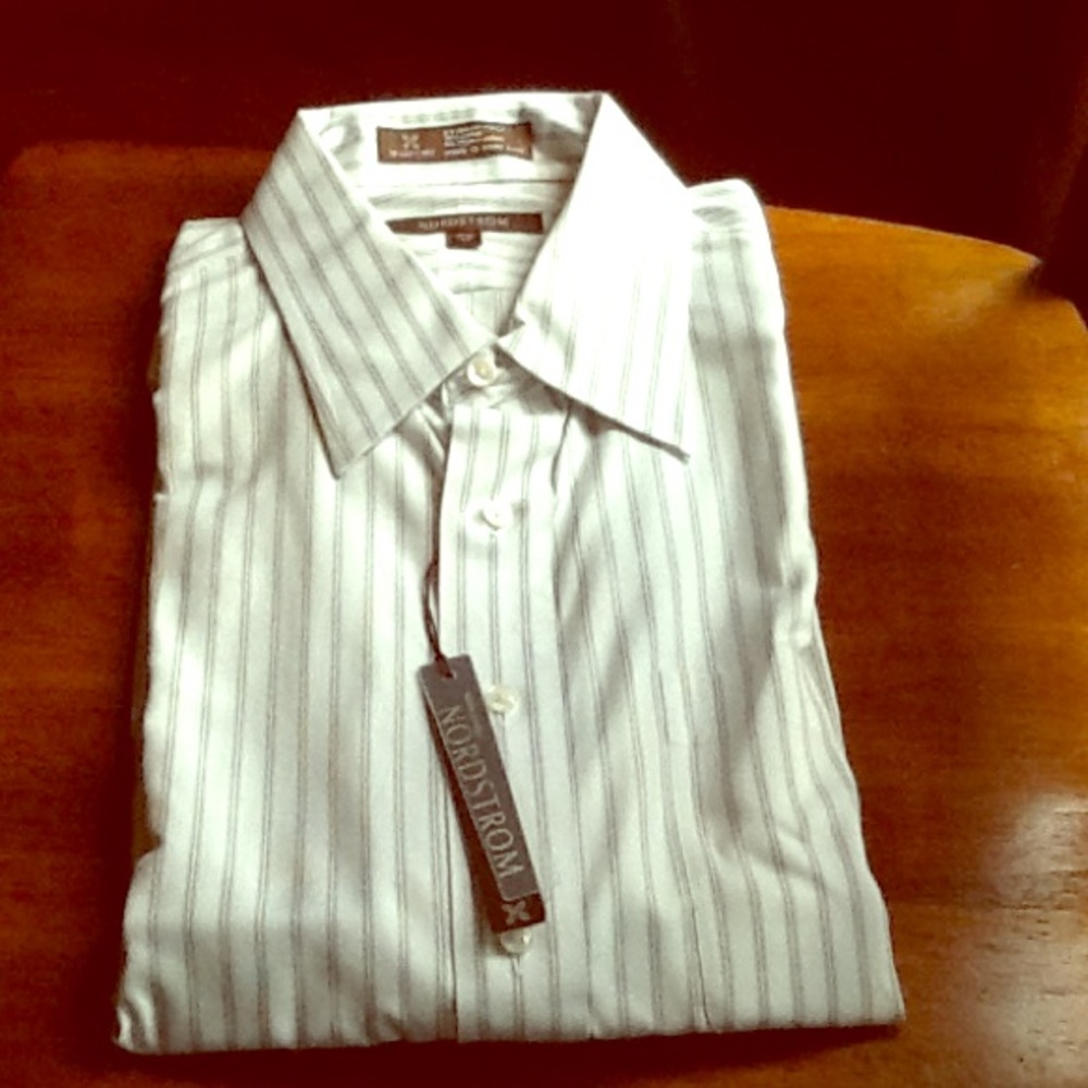 COPY - NORDSTROM Men's White and Light Green Shirt